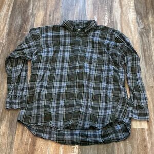 The Foundry Supply Co. Olive and Charcoal Plaid Shirt